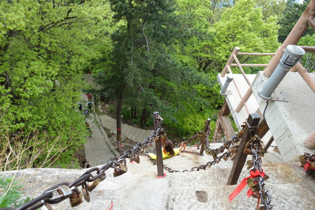 Steile Treppe von oben