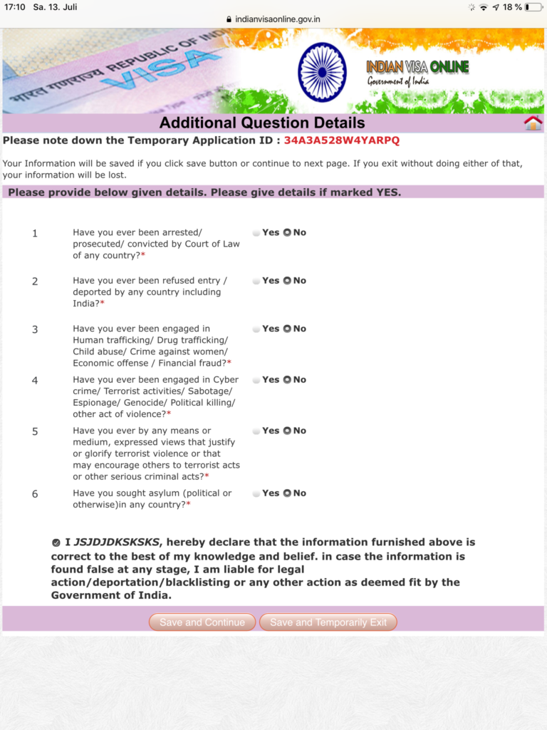 Application form 5