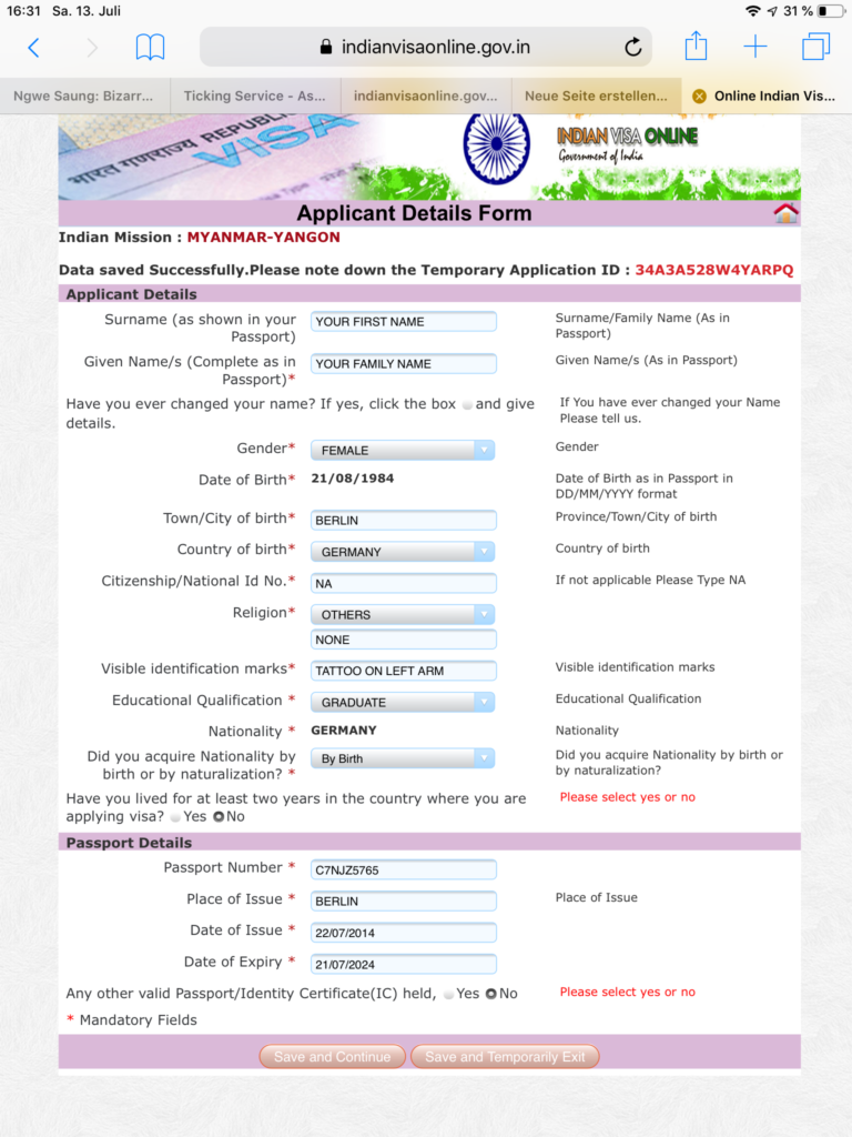 Application form 2